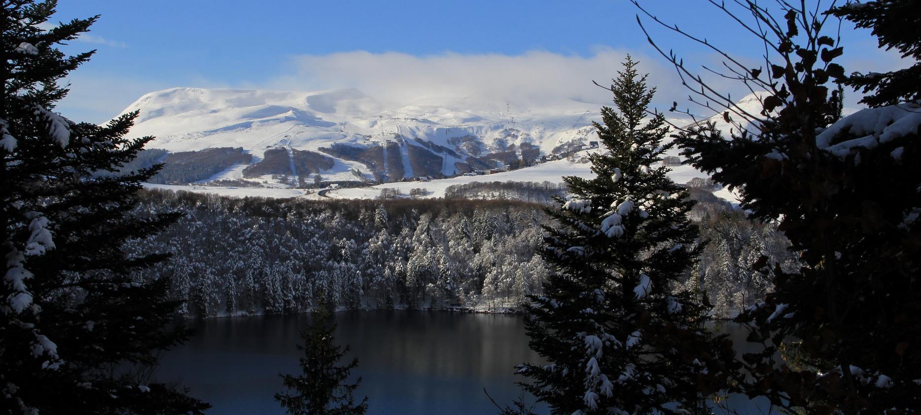 Lac Pavin in winter-a young volcano
