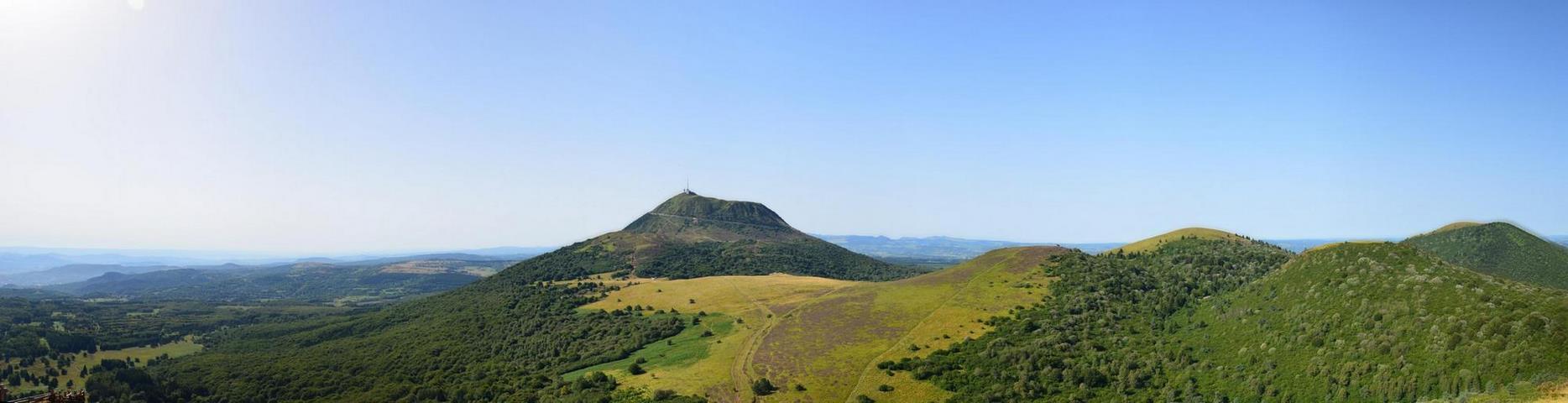 Panorama on the Puy de Dôme and the Chaine des Puys in Auvergne