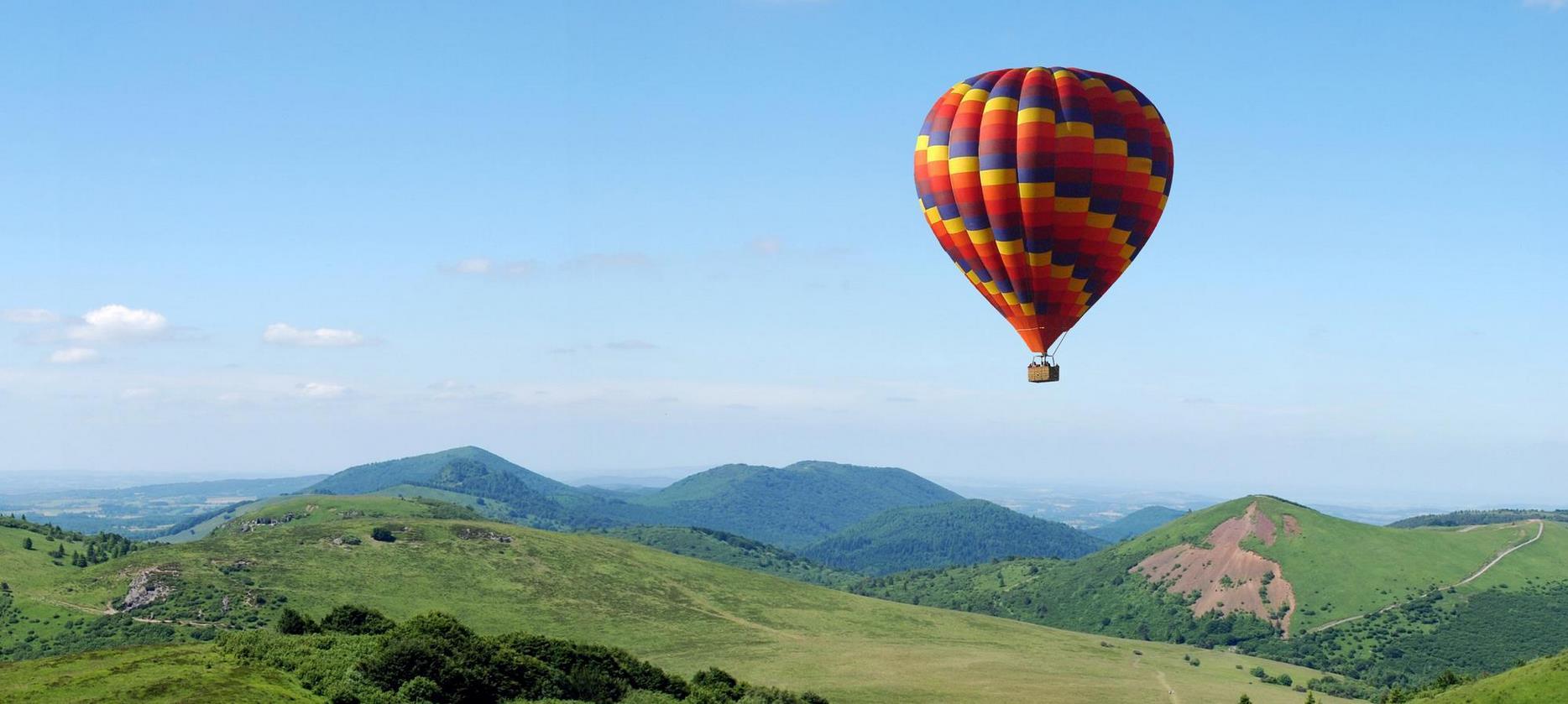 Hot air balloon in the Natural Park of the Volcanoes of Auvergne