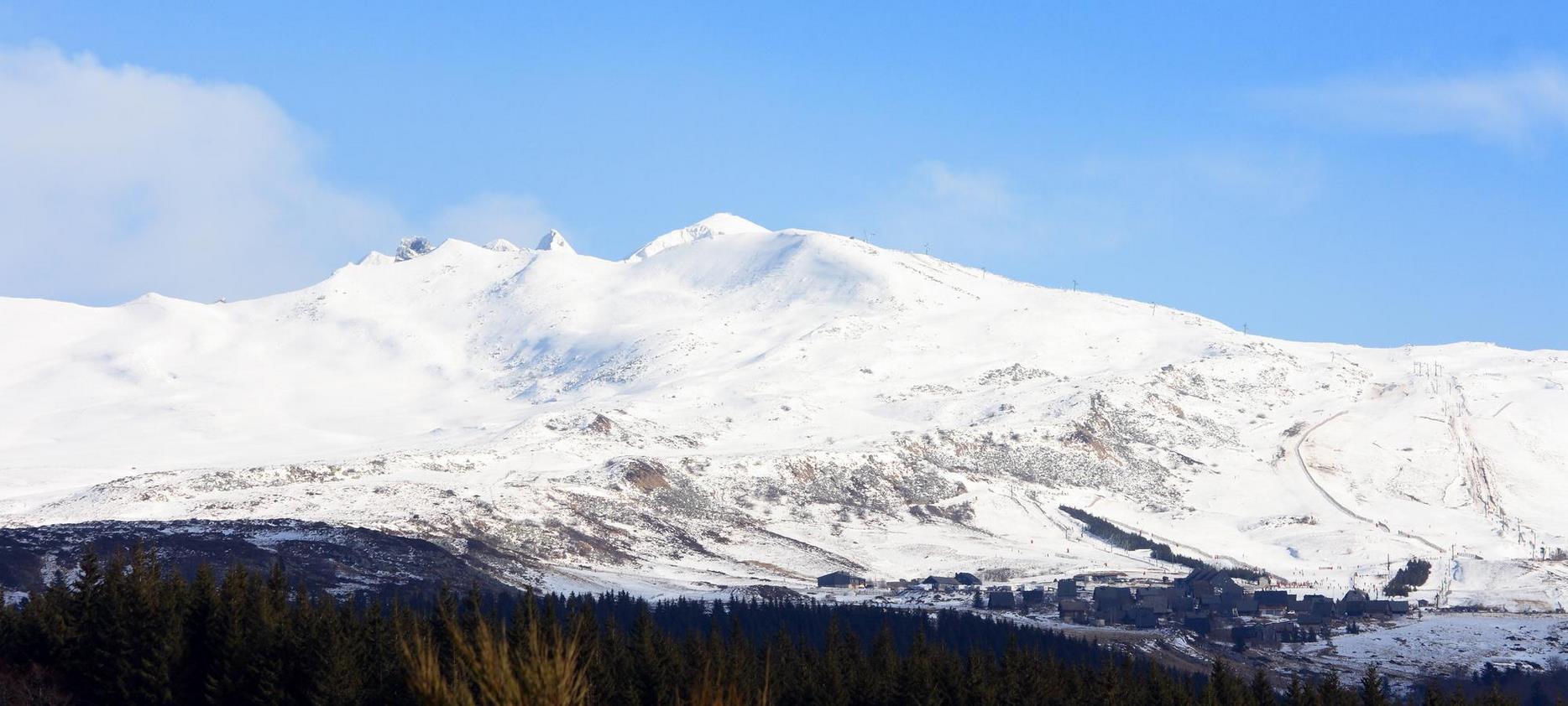 The snow-capped Auvergne Volcanoes