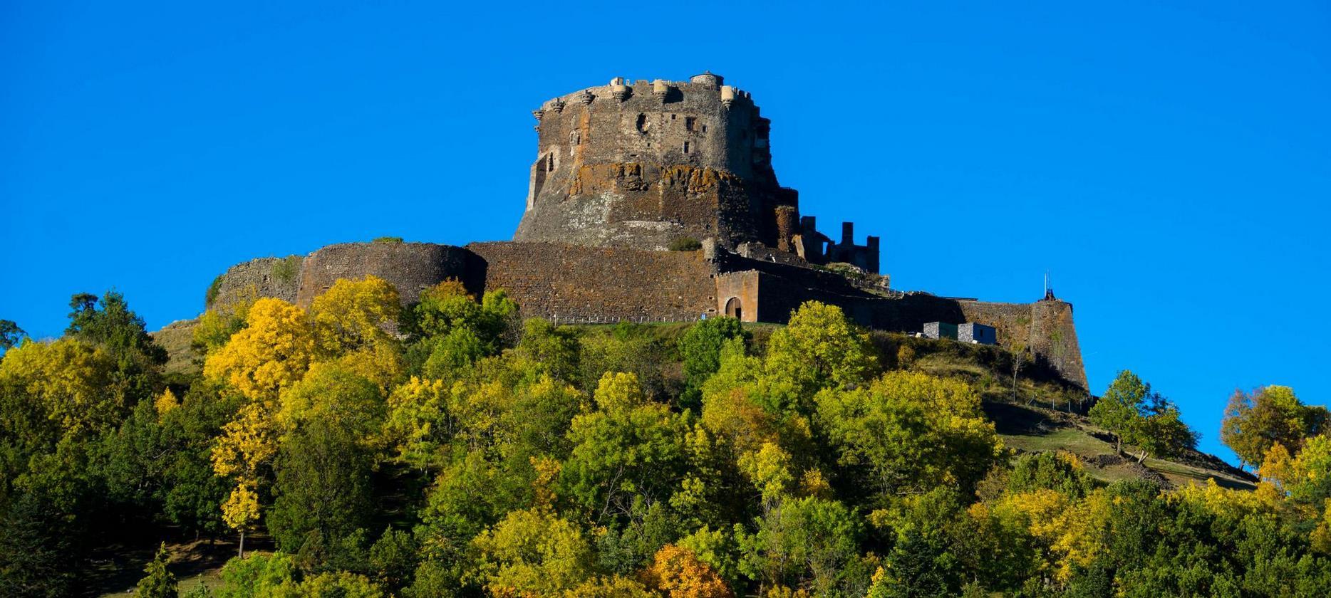 The castle of Murol seen from the Village of Murol in the Puy de Dôme