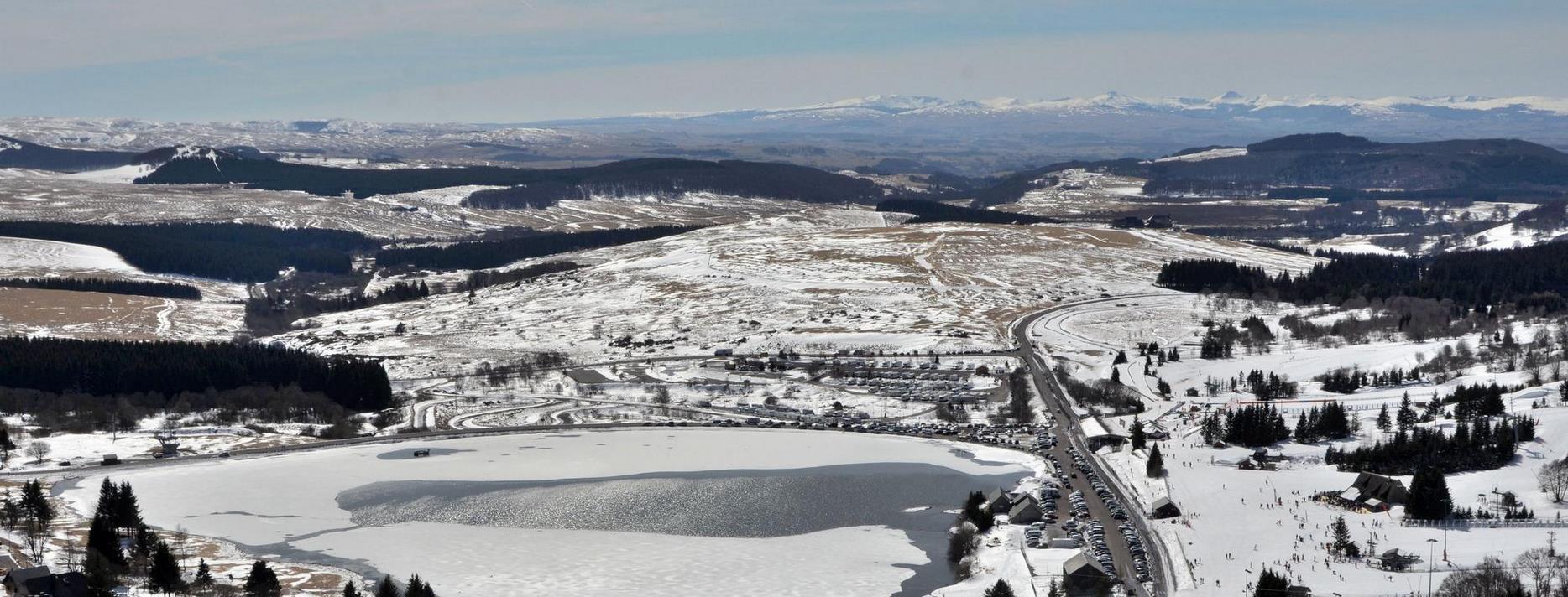 Super Besse - View of the Monts du Cantal in winter