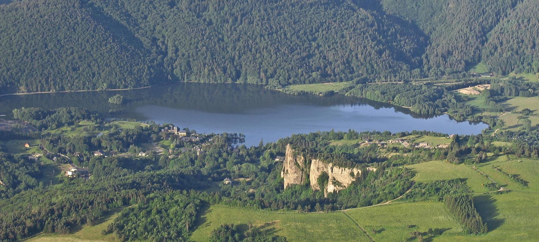 Super Besse - aerial view of Lac Chambon