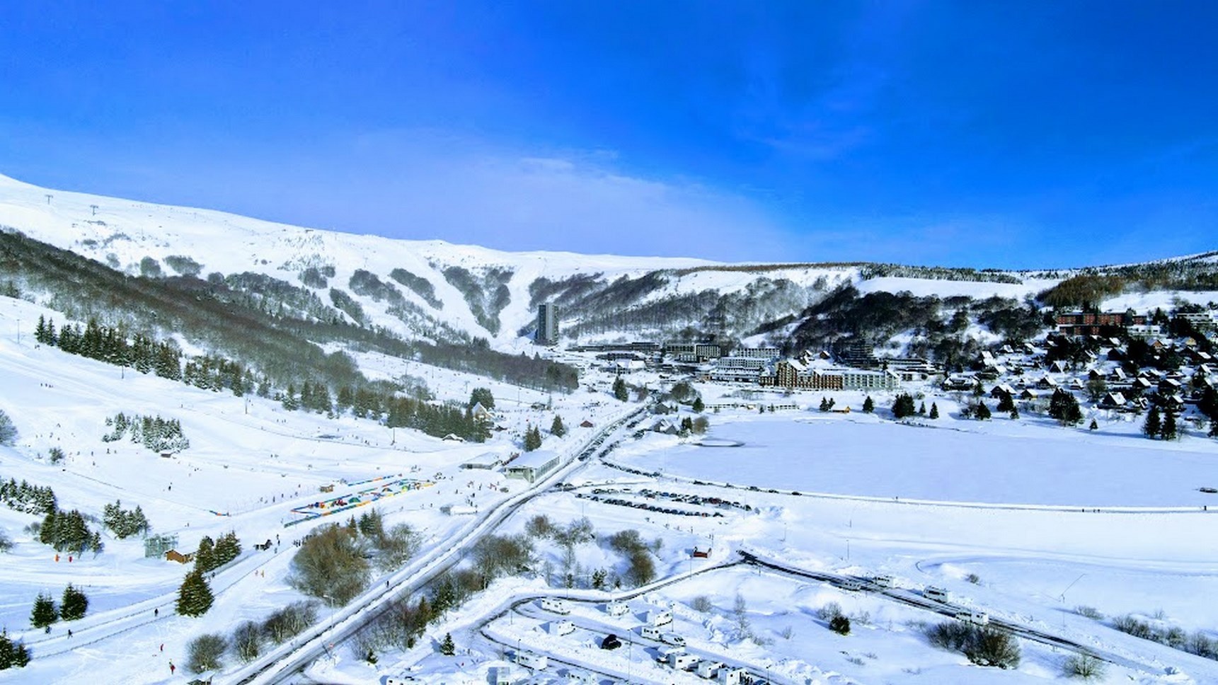 Wide panorama on the ski resort of Super Besse
