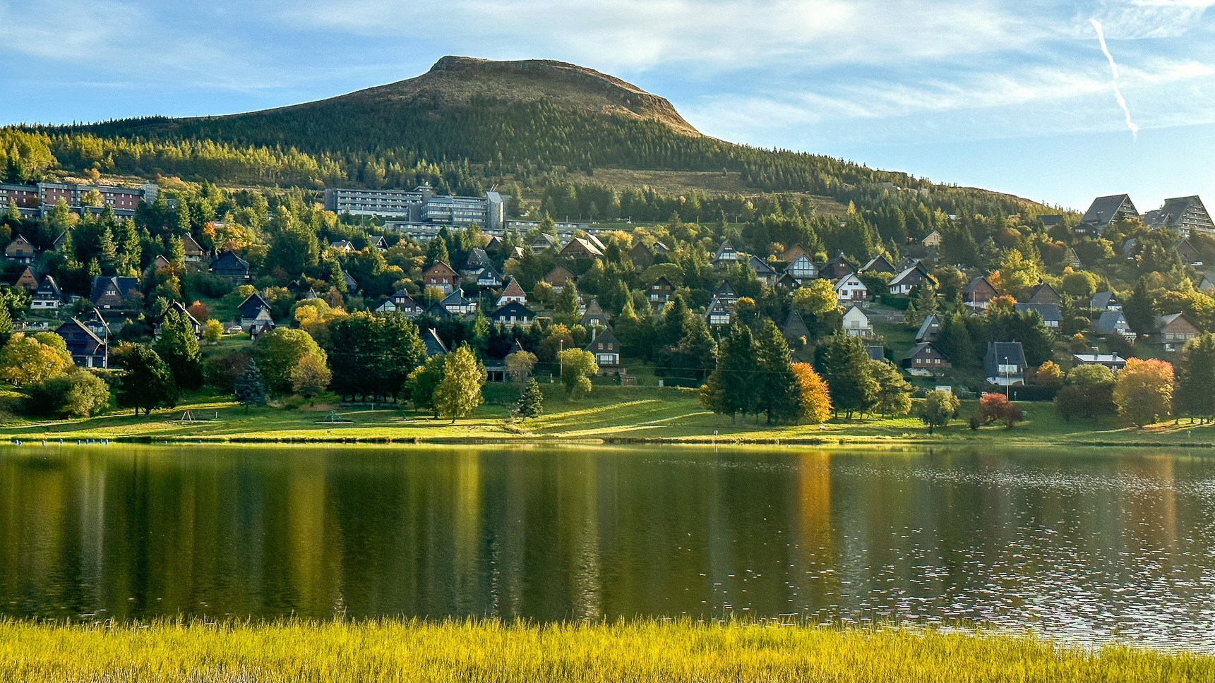 Super Besse, the chalet village of Super Besse in the colors of Autumn