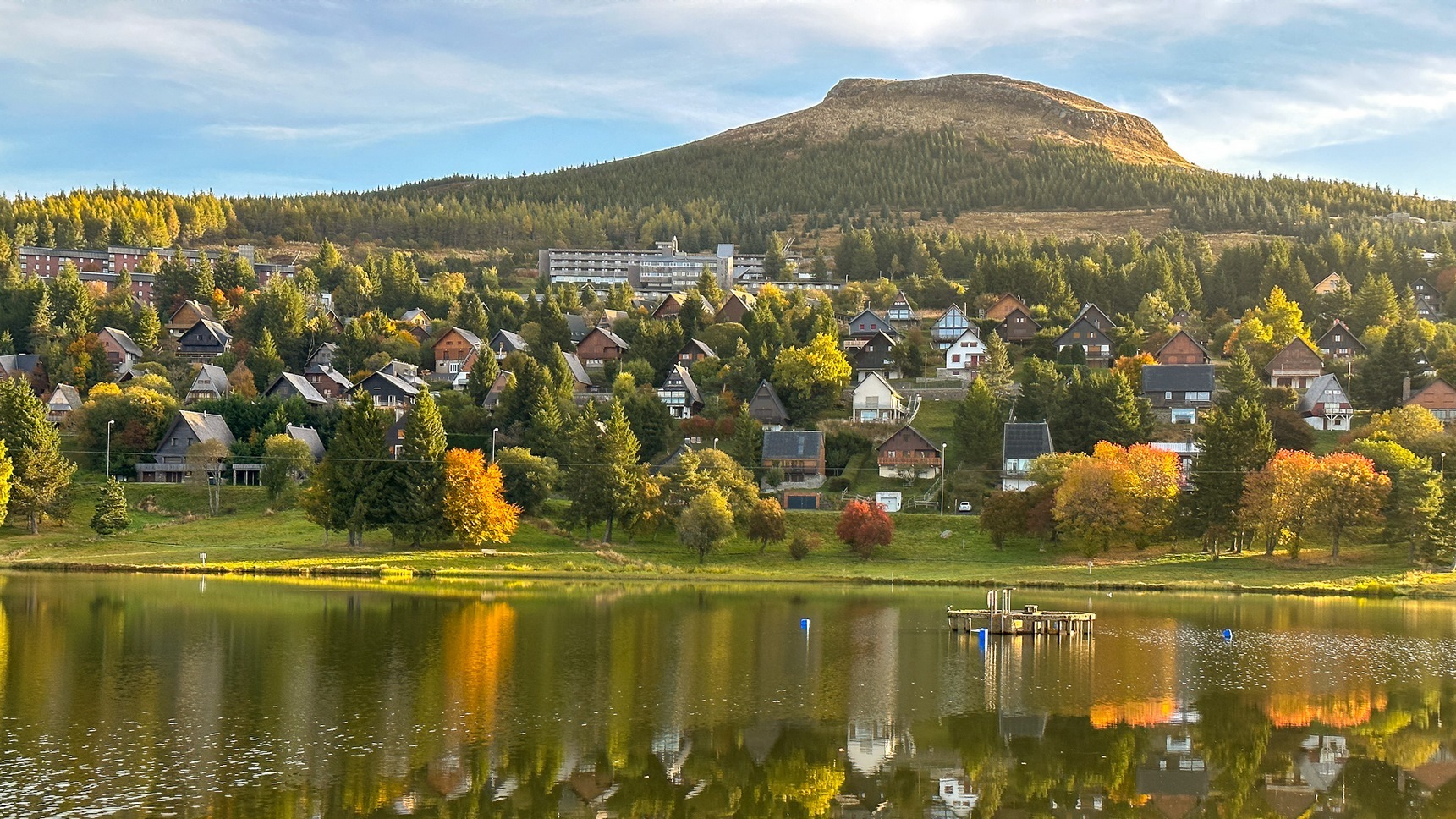 Super Besse, the Village of chalets in Super Besse under the autumn colors
