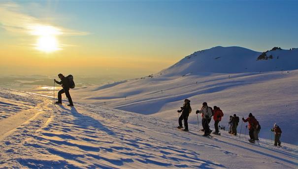 Beautiful snowshoe hike in Super Besse, the Massif du Sancy under the snow
