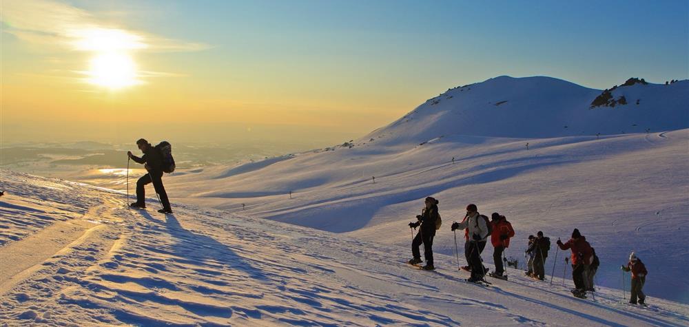 Beautiful snowshoe hike in Super Besse, the Massif du Sancy under the snow
