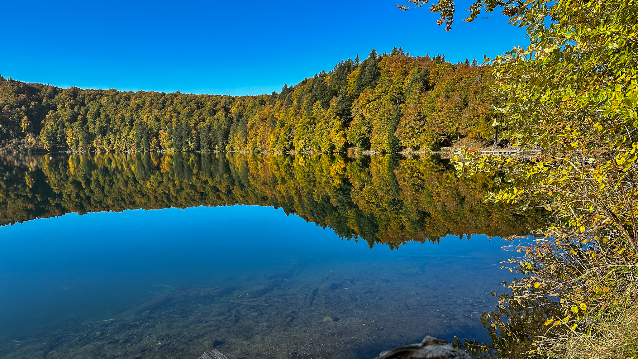 Magnificent reflections on the waters of Lac Pavin