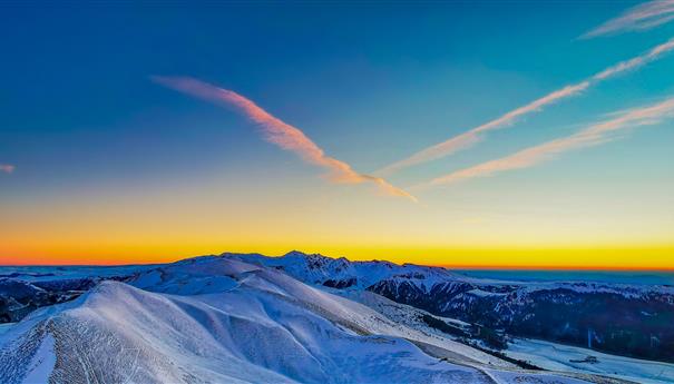 Massif Adventif, sunset over the Massif du Sancy