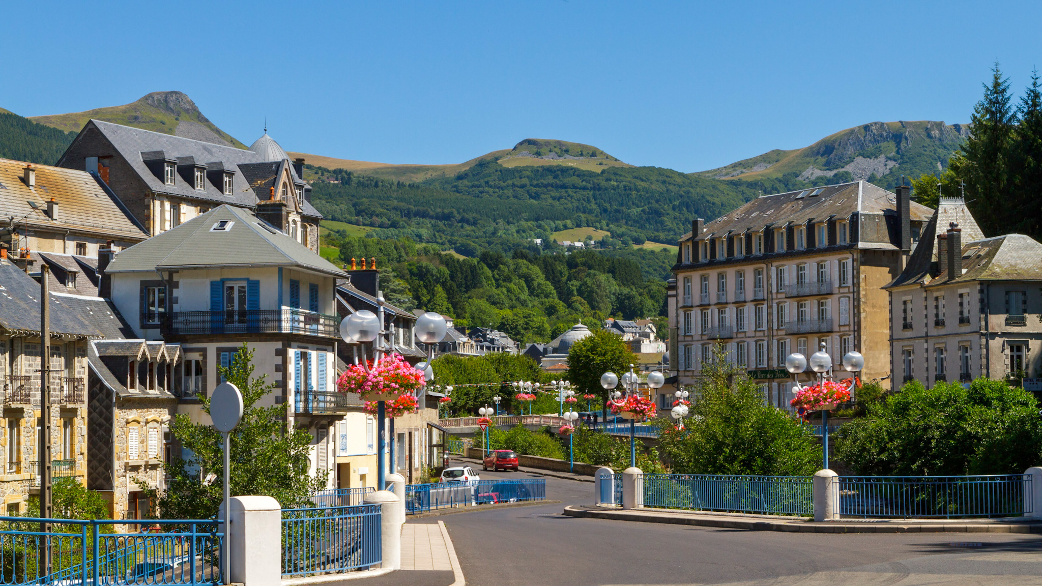 La Bourboule, town center of La Bourboule in the Massif du Sancy