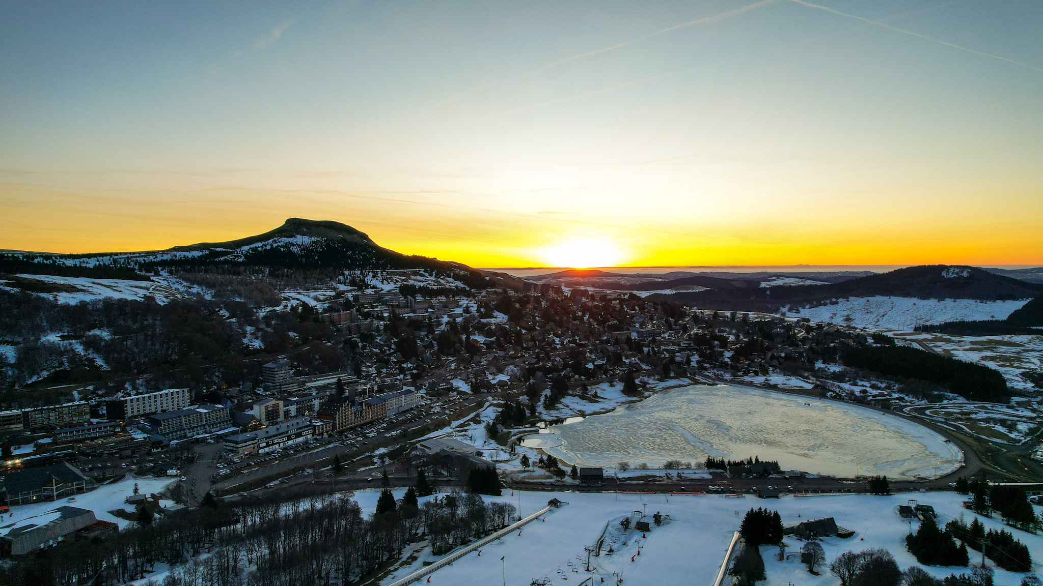 Morning Sun over the sleepy Super Besse Ski Resort