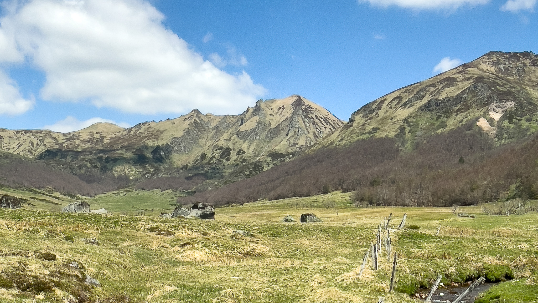 The peaks of the Massif du Sancy bordering the Valley of the Fontaine Salée