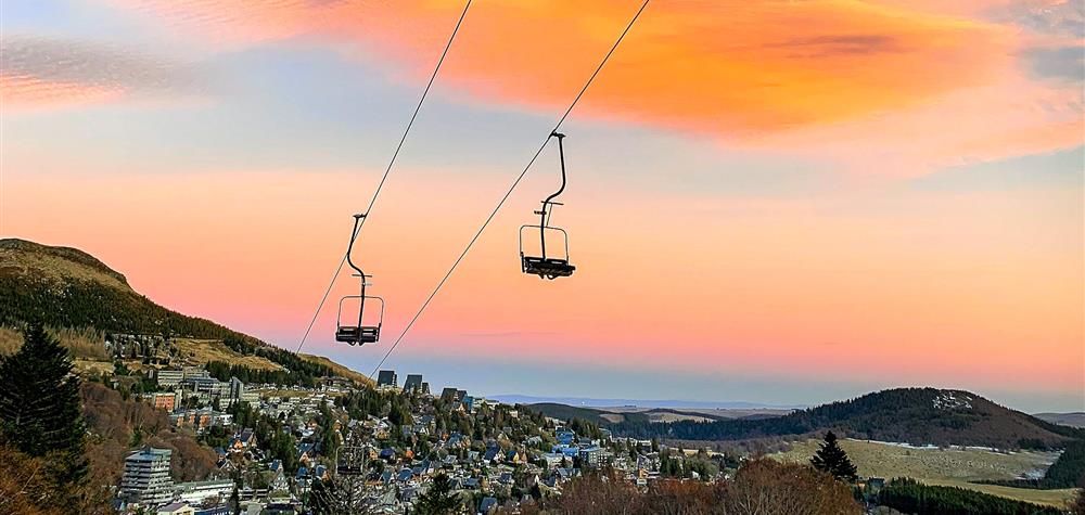 Auvergne, Super Besse at sunset in early spring