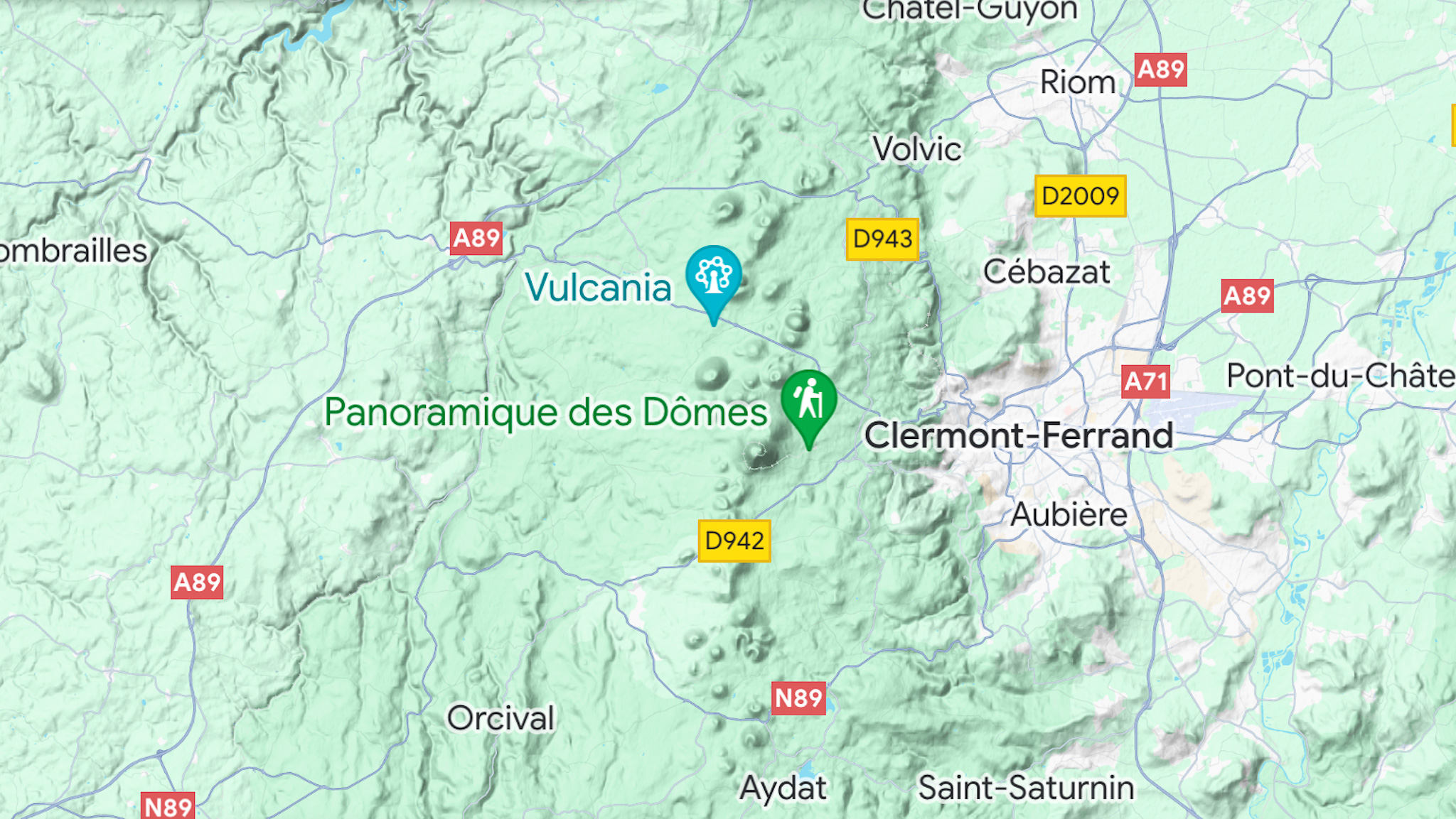 Location of the Chaine de Puys