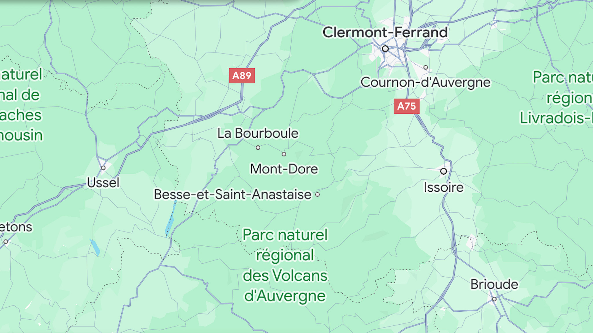 Location of the Auvergne Volcanoes Regional Natural Park