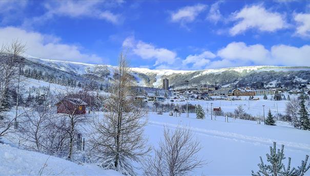 The snow-covered Super Besse Ski Resort